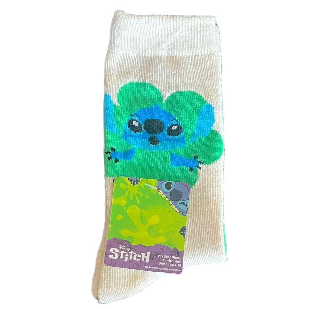 🇺🇸Disney Stitch St Patrick’s Day White and Green Socks